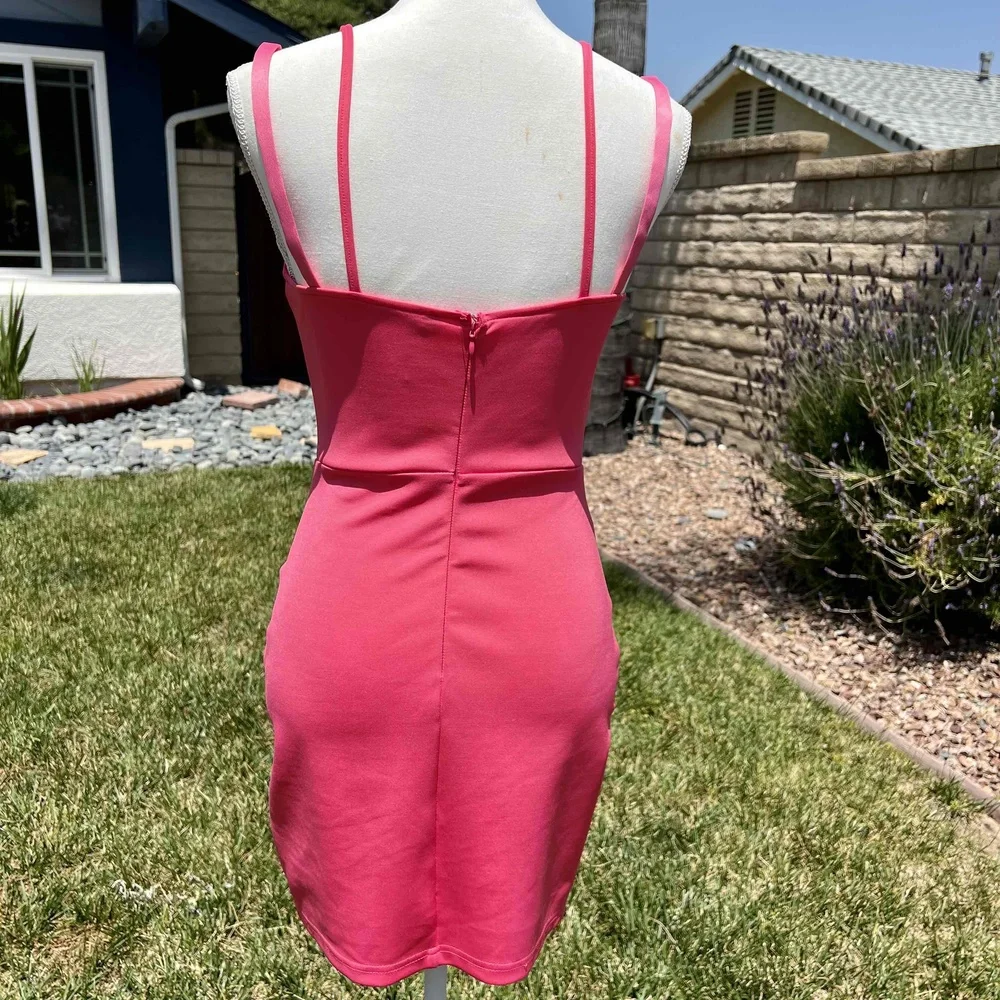 Revolve Pink Satin Caged Detail Bustier Bodycon Mini Dress Sample Size Small - Picture 2 of 8